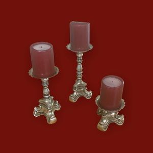 Vintage Ornate Baroque Candleholders - Set of 3 - 1960s